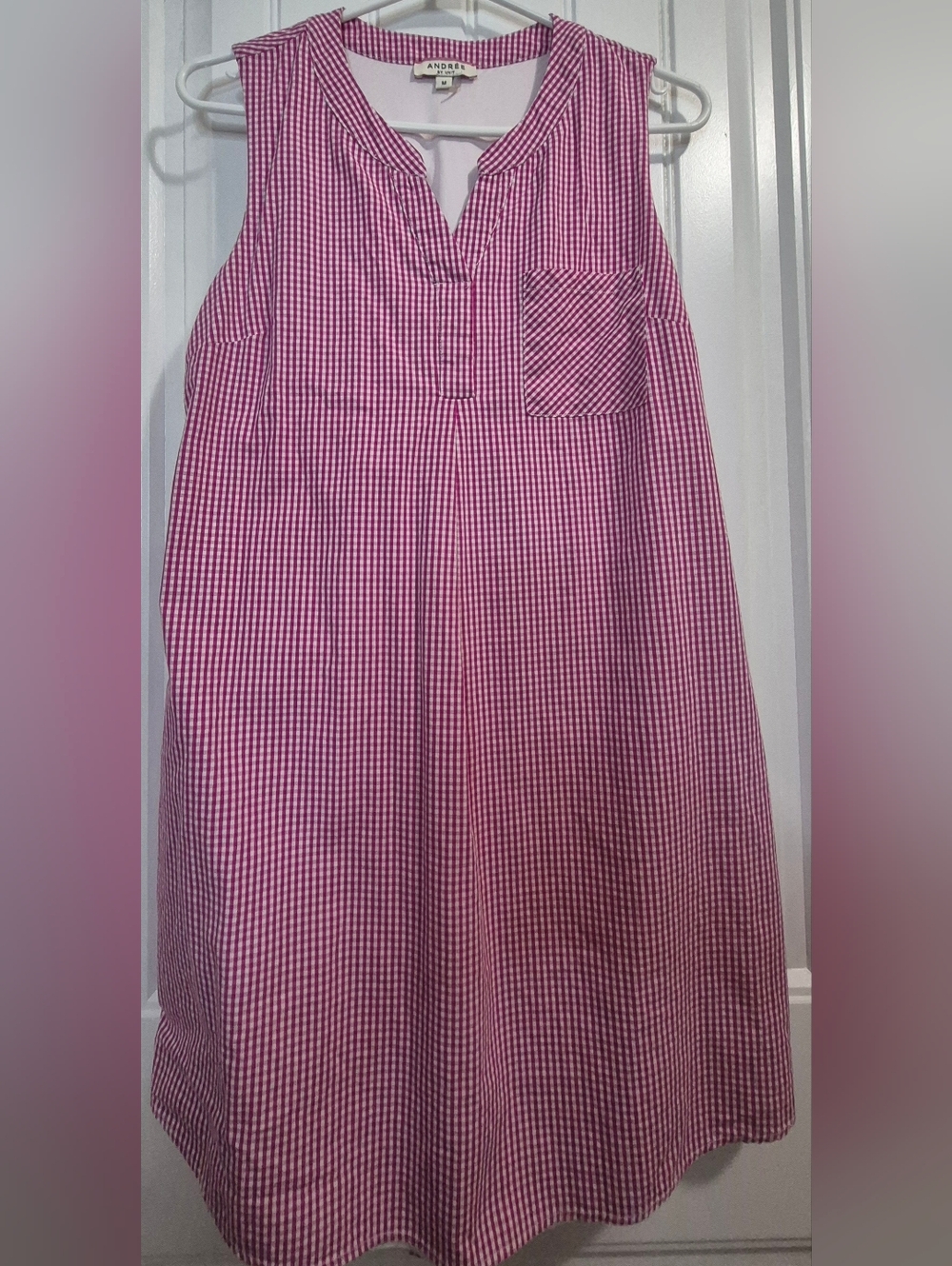Womens Andree By Unit Gingham Sleeveless Shirt Dress Size Medium